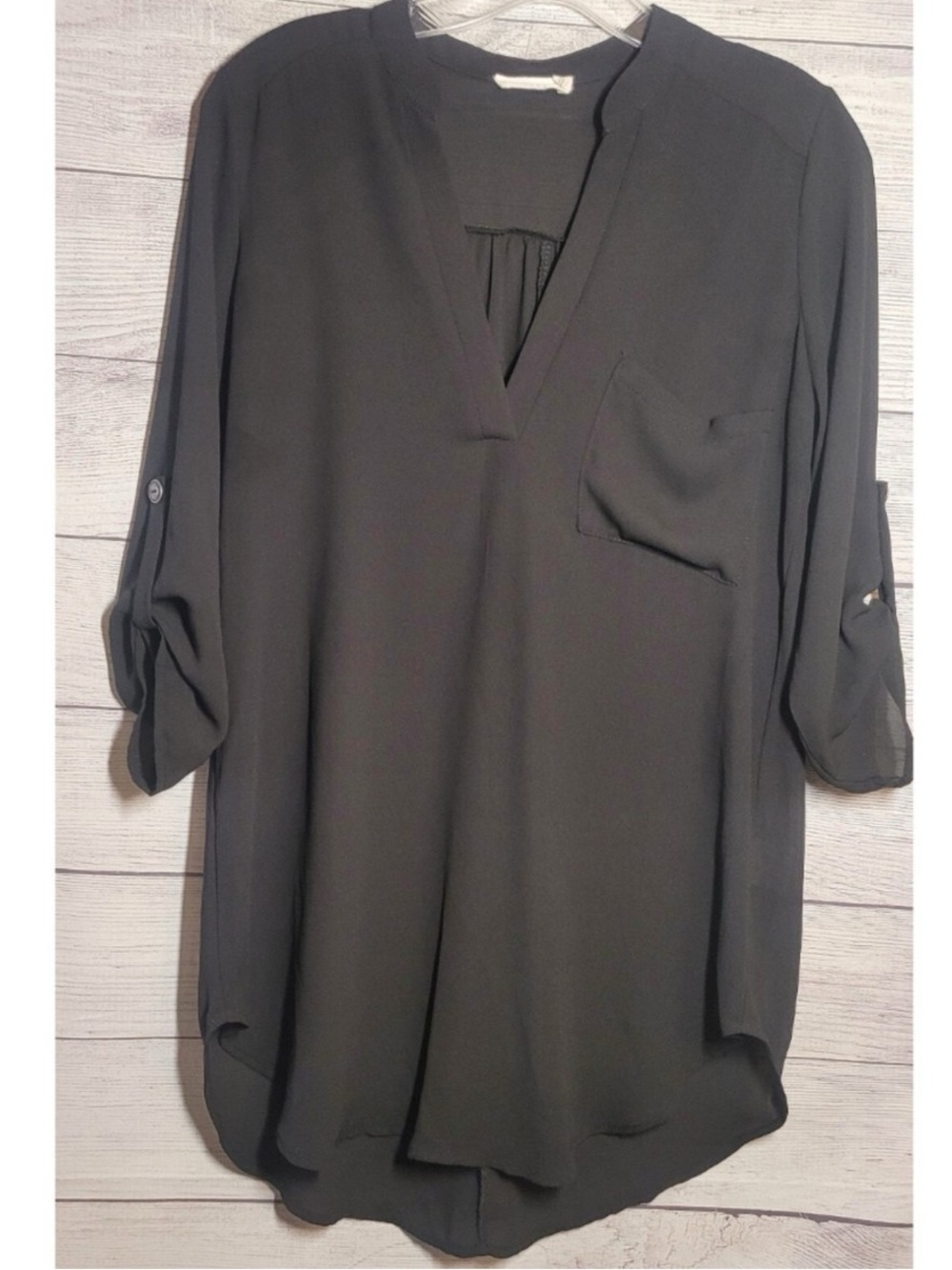 Lush Olive Green Tunic Blouse 3/4 Long Sleeves XS with Pocket